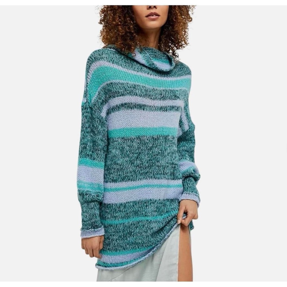 Free People Candy Striped Cowl Neck Sweater